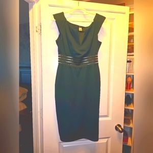 Green Venus dress with sheer mesh waist